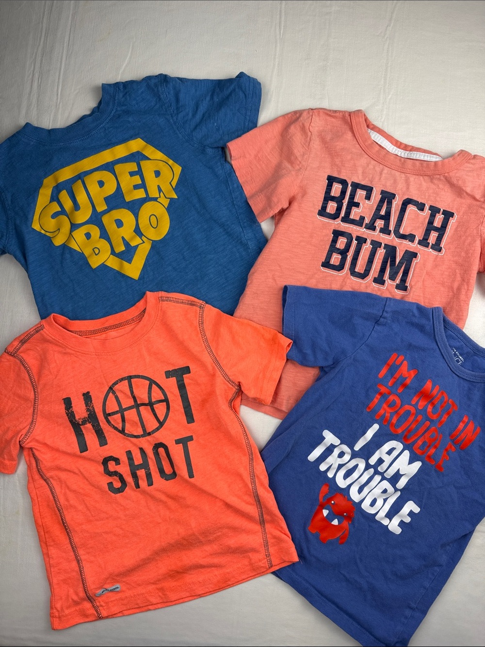 Boys' Four Graphic Sayings T-shirt Bundle Size 4T Blue Orange